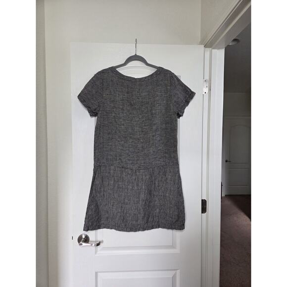 Garnet Hill 100% Linen Striped Coastal Lagenlook Dropwaist Shift Dress, Size 10 - Picture 9 of 13